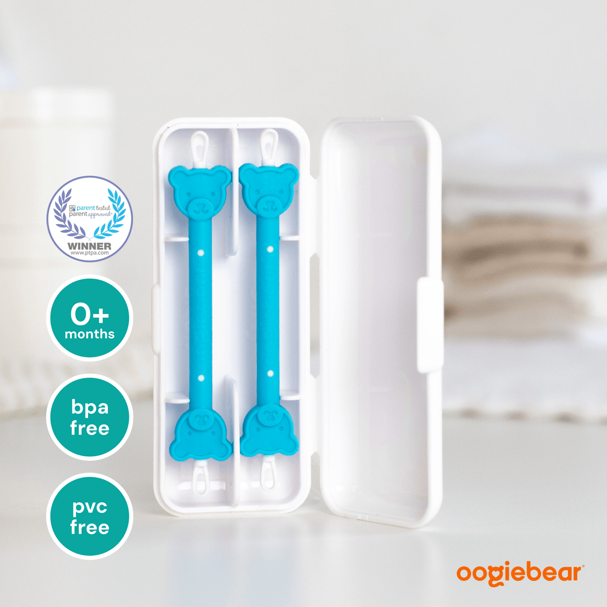 Oogiebear Baby Booger and Ear Wax Picker (2-pack): Raspberry and Seafoam