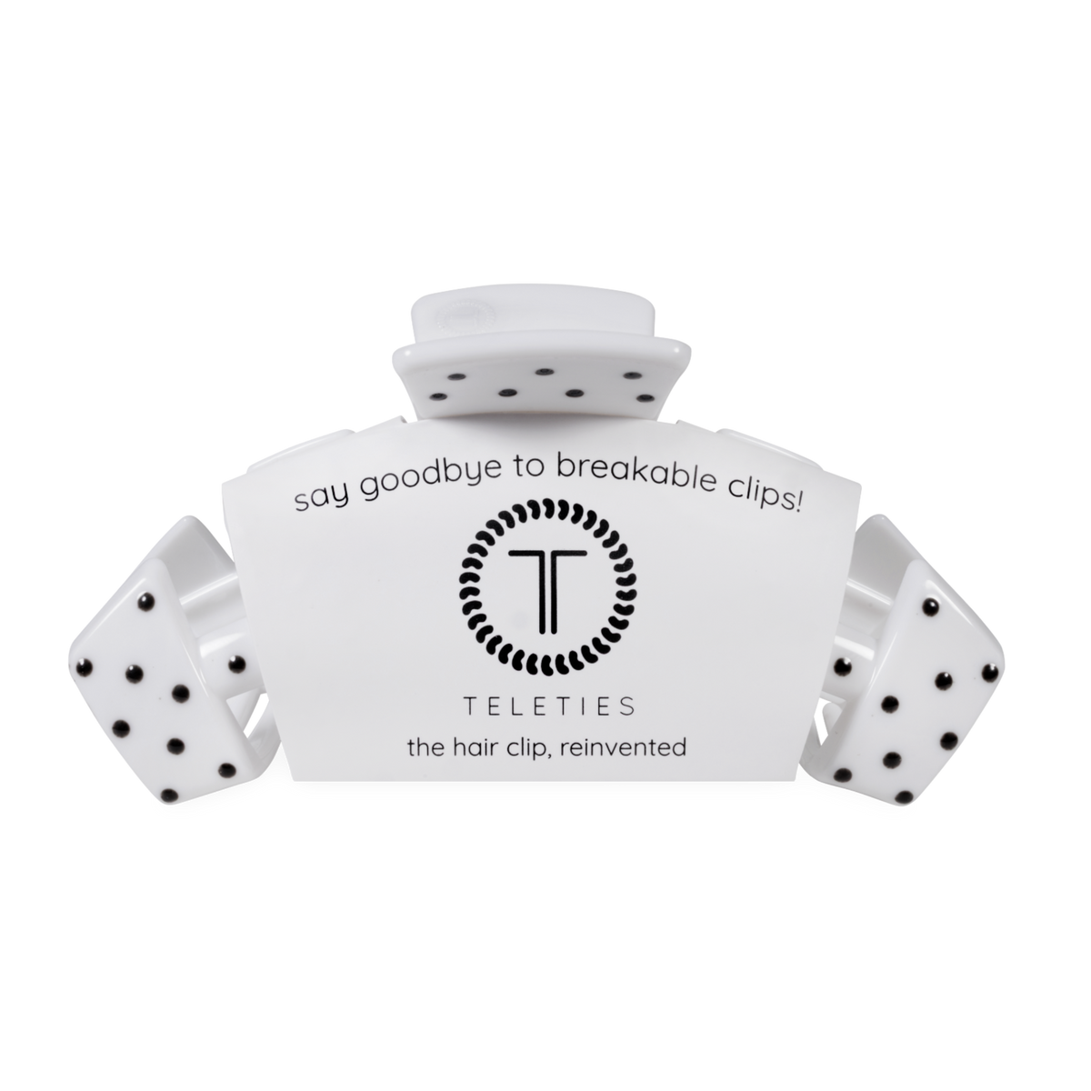 Teleties Classic White Polka Dot Party Large Claw Clip