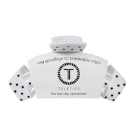 Teleties Classic White Polka Dot Party Large Claw Clip