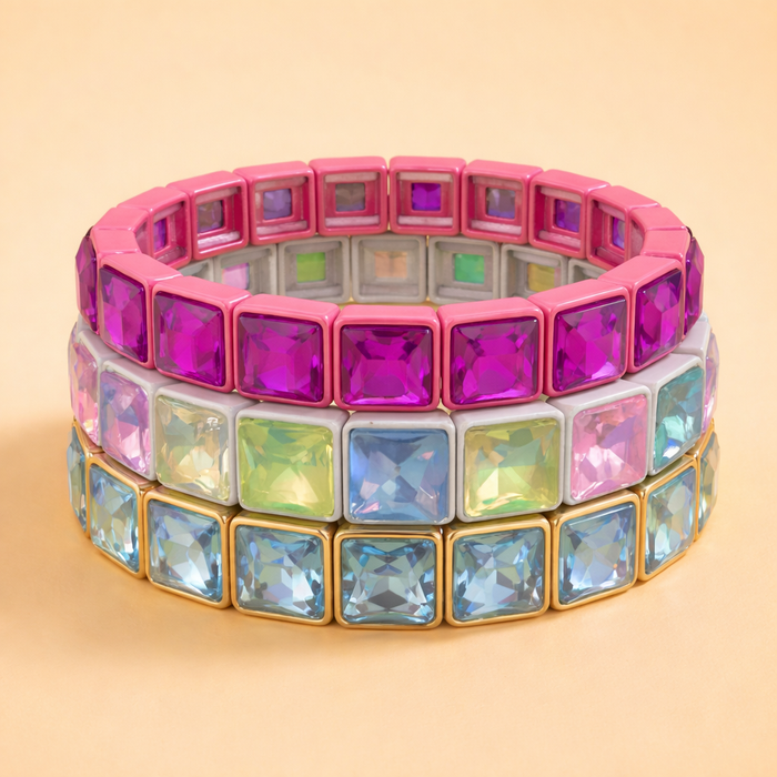 ENAMEL STRETCH BRACELET PINK ON PINK