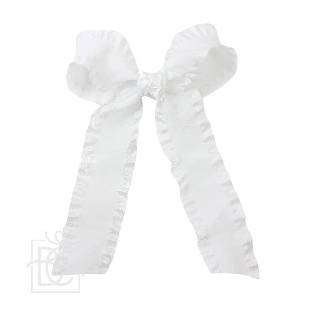 Double Ruffle Tail Lrg Bow White