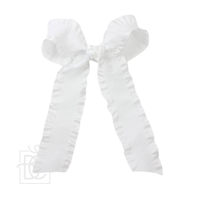 Double Ruffle Tail Lrg Bow White