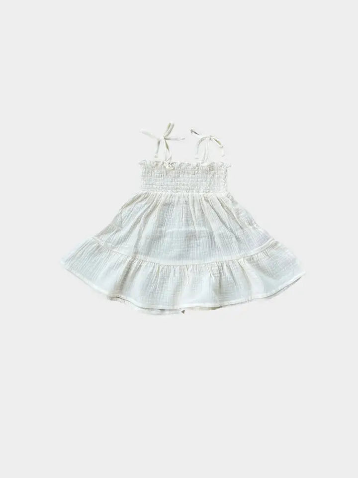 BABY SPROUTS TIERED MINI DRESS IN CREAM