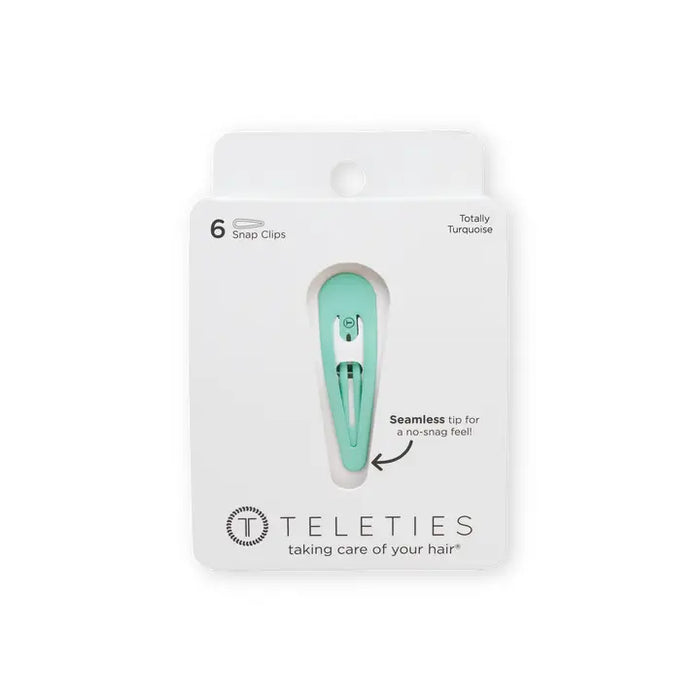 TELETIES SNAP CLIP TOTALLY TURQUOISE 6 COUNT