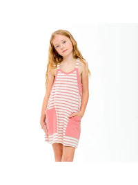 Striped Mini dress with Inner Romper Dusty Pink