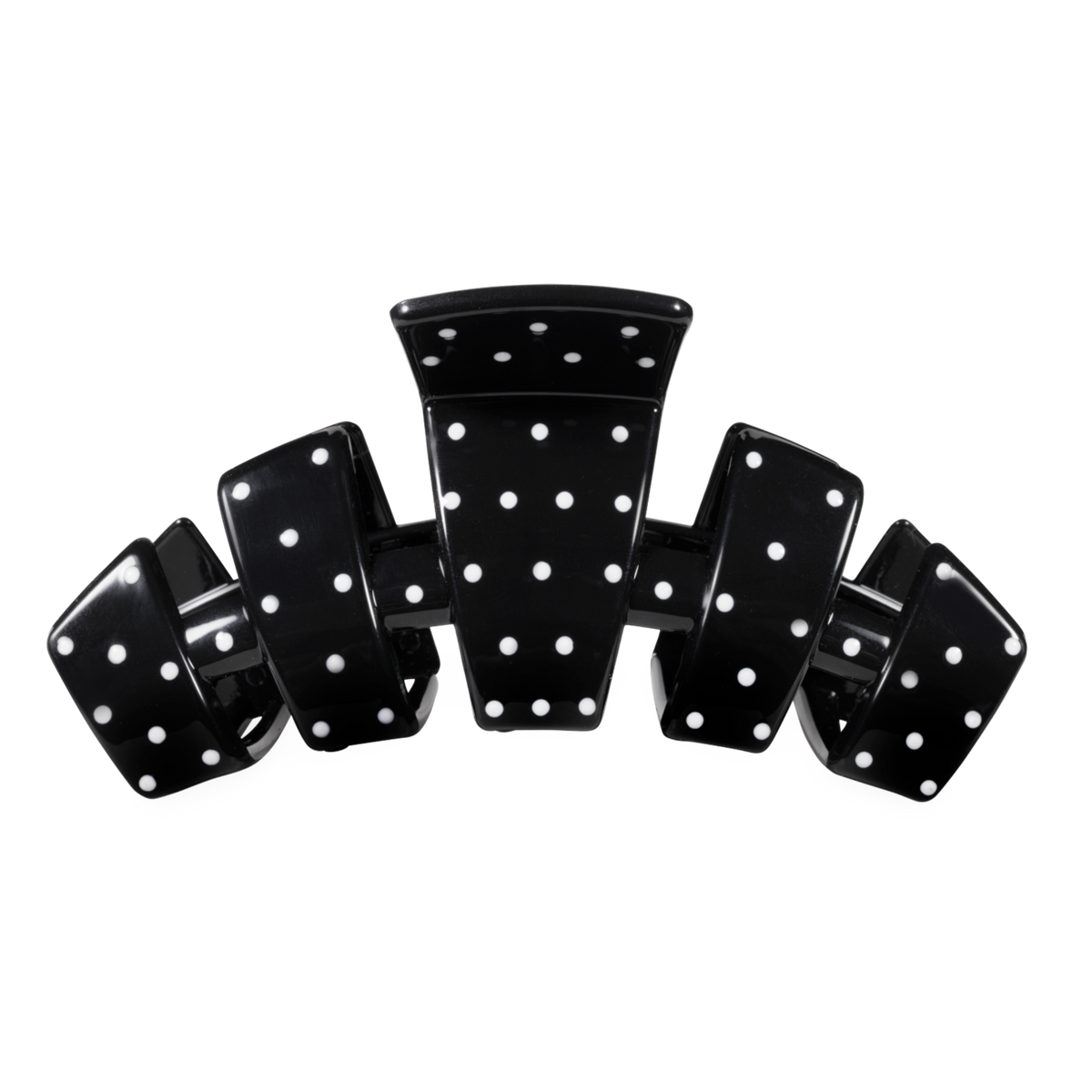 Black dice with white dots arranged in a scattered manner on a white background