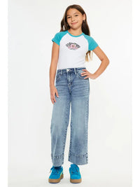 KAN CAN YOUTH HIGH RISE CROP WIDE JEANS