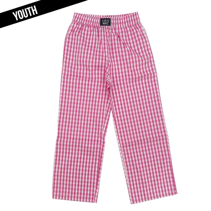 LULU MAC KIDS PINK GINGHAM PANTS