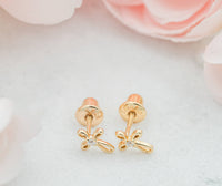 14K Gold-Plated Cross Earrings for Baptism or Communion Gift