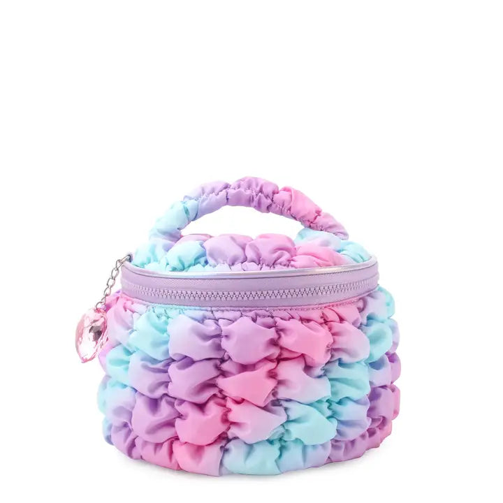 OMG ACCESORIES QULITED SCRUNCHIES GLAM BAG WITH HEART CHARM