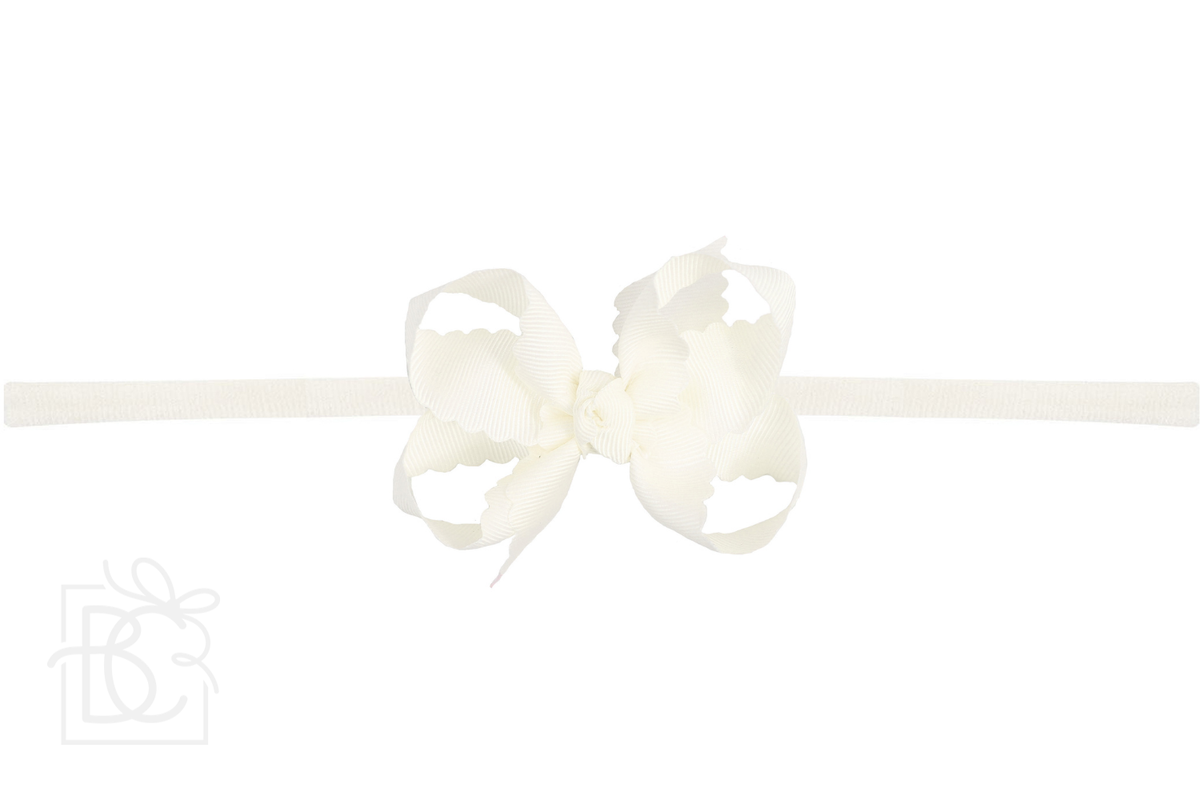 1/4" NYLON HEADBAND MEDIUM SCALLOPED ANTIQUE WHITE