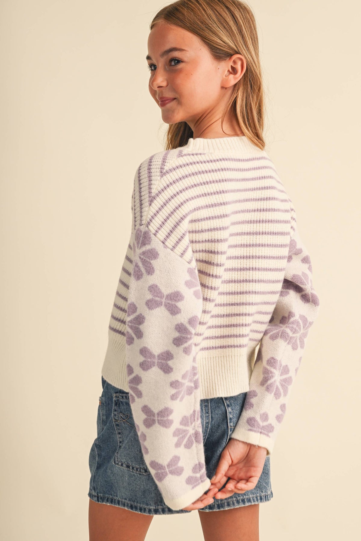 Heart & Arrow Tween Girls Drop Shoulder Sweater