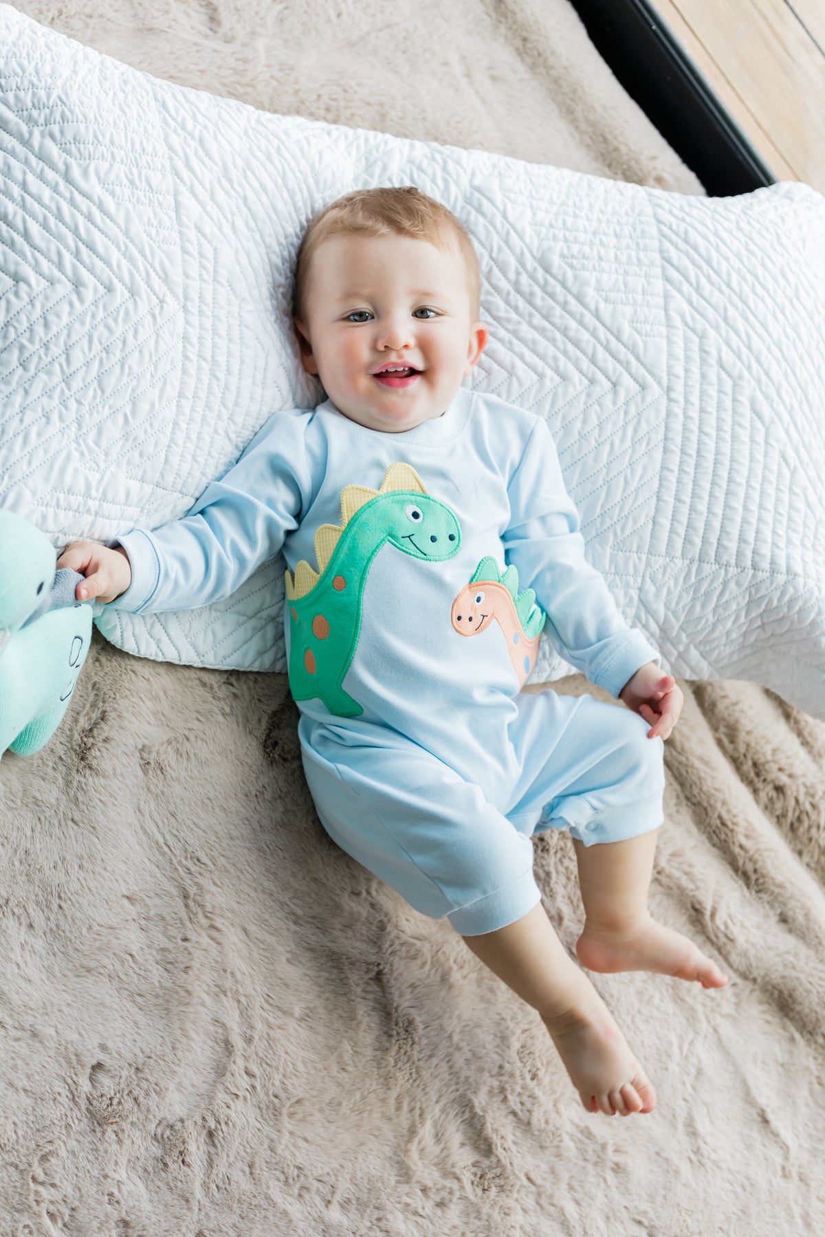 Zuccini Kids Dino Luke Romper Blue Knit