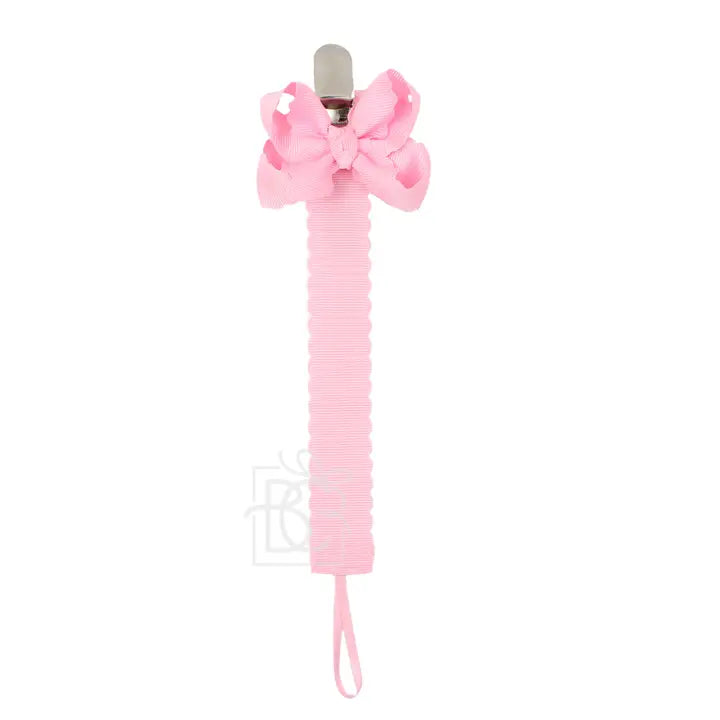 BEYOND CREATIONS SCALLOPED PACIFIER CLIP WITH DETACHABLE BOW PINK