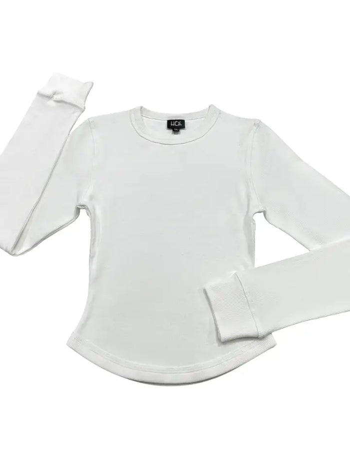 LITTLE OLIN WHITE RIBBED TOP