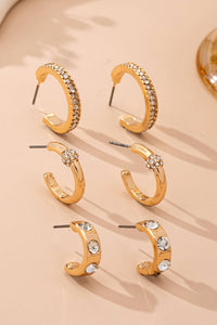 Gold-Tone Crystal Huggie Hoop Earring Set