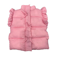 TWEEN STYLE RUFFLE PUFFER VEST WITH FRONT BOWS