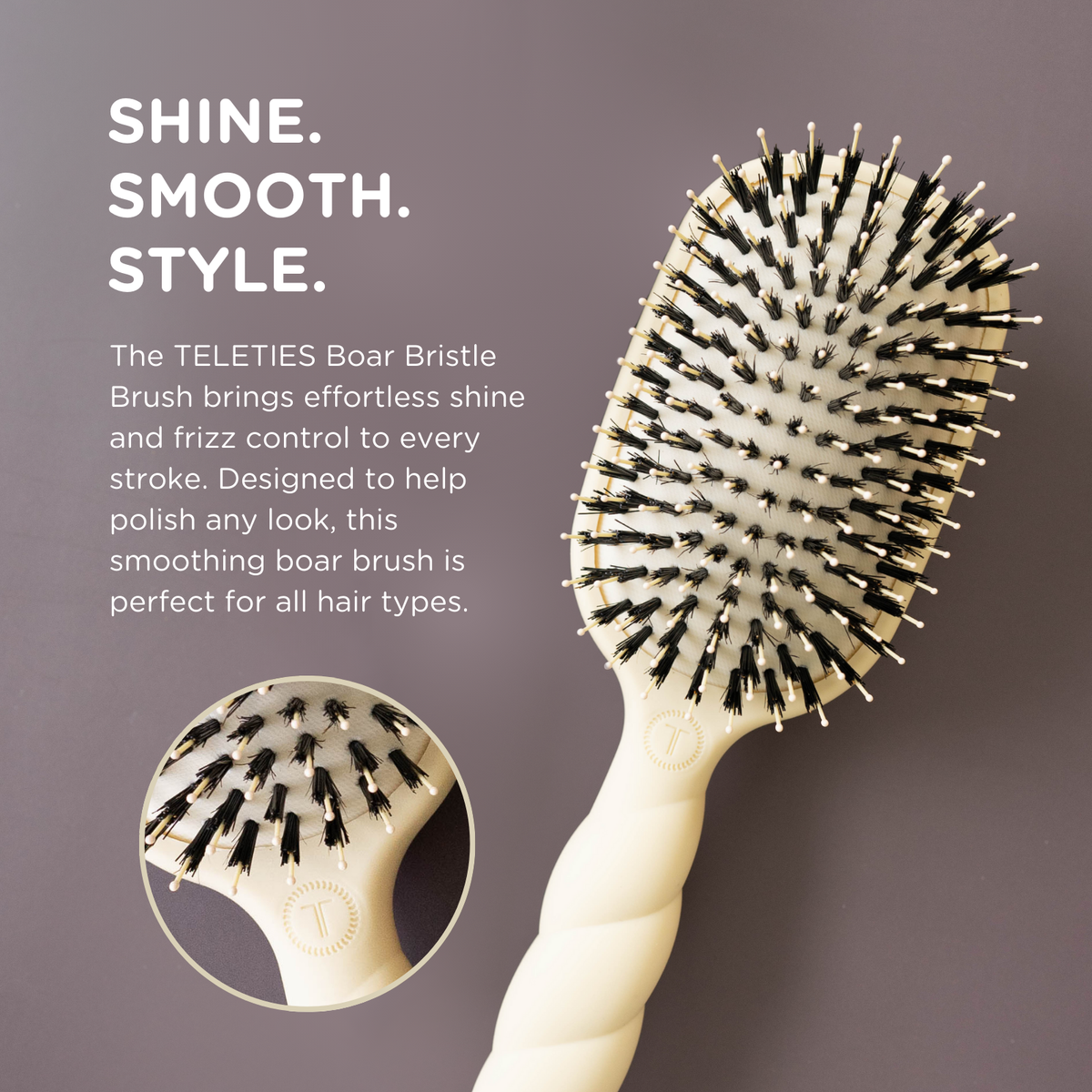 Boar Bristle Hair Brush Tan
