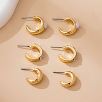 Pearl & Baguette Huggie Hoop Trio Earring Set