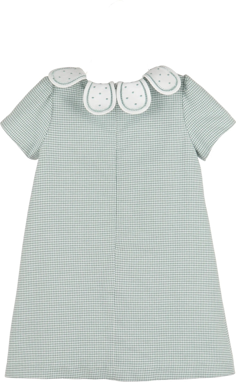 Green Check Petal Collar Dress