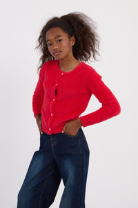 MOLLY BRACKEN FLUFFY KNIT CARDIGAN RED