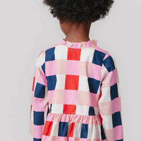 PINK CHICKEN AUTUMN DRESS NAVY RED CHECK