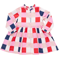 PINK CHICKEN AUTUMN DRESS NAVY RED CHECK