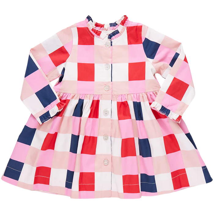 PINK CHICKEN AUTUMN DRESS NAVY RED CHECK