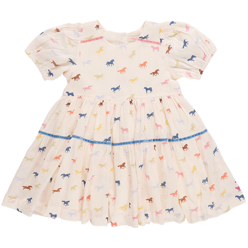 PINK CHICKEN CHARLIE DRESS BUBBLE MULTI TINY HORSES