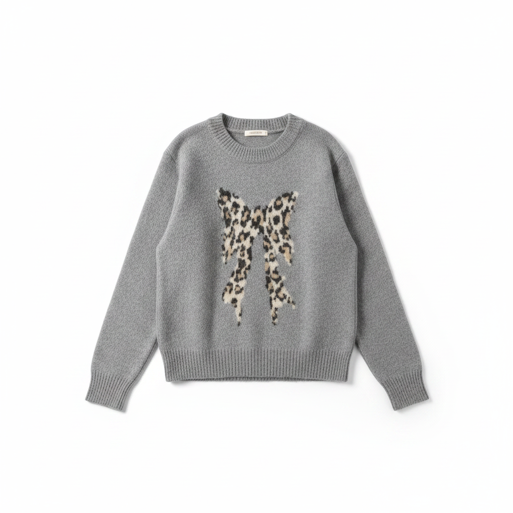 Gray Butterfly Sweater Flat Lay