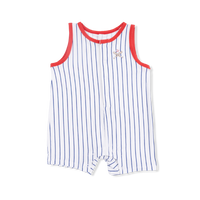 BASEBALL STRIPE SLEEVELESS SHORTIE ROMPER