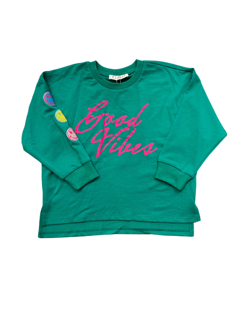 HANNAH BANANA GOOD VIBES SWEATSHIRT TOP GREEN