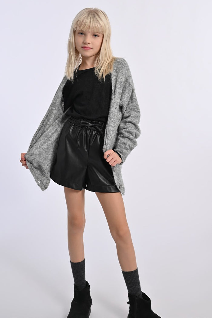 MOLLY BRACKEN BLACK FAUX LEATHER SHORTS