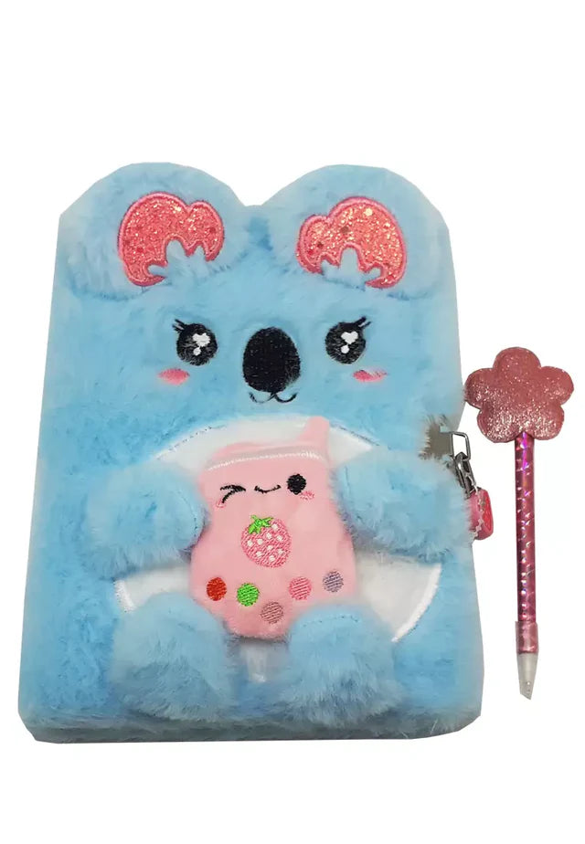 HOT FOCUS FUZZY DIARY WITH LOCK AND KEYS KOALA