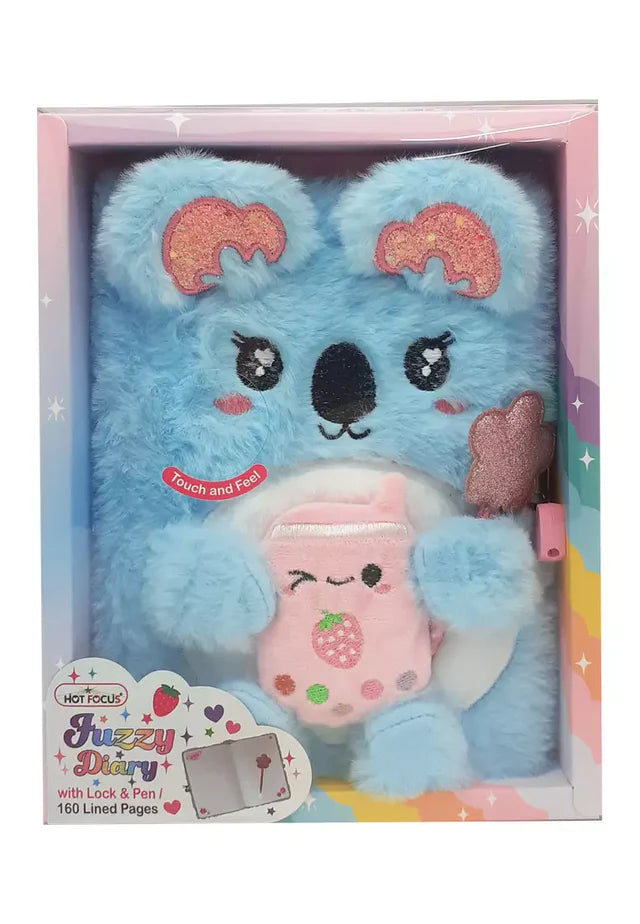 HOT FOCUS FUZZY DIARY WITH LOCK AND KEYS KOALA