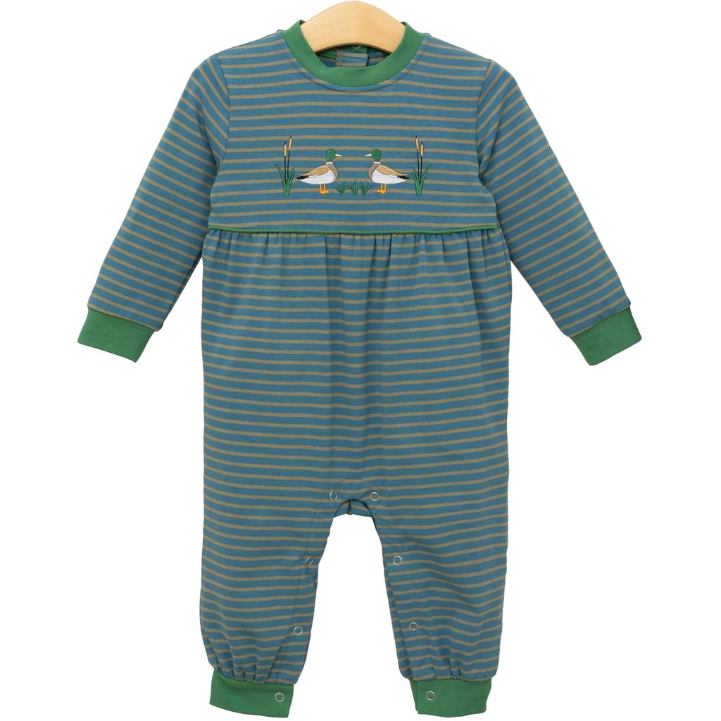 TROTTER STREET MALLARD EMBROIDERY ROMPER