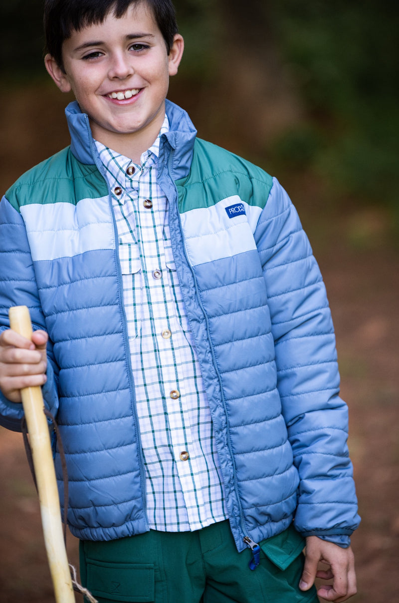 PRODOH KIDS PUFFER JACKET IN BLUEFIN BLUE COLORBLOCK