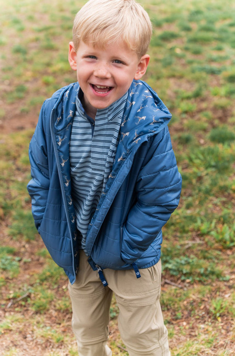 PRODOH BOYS HOODED PUFFER JACKET COPEN BLUE