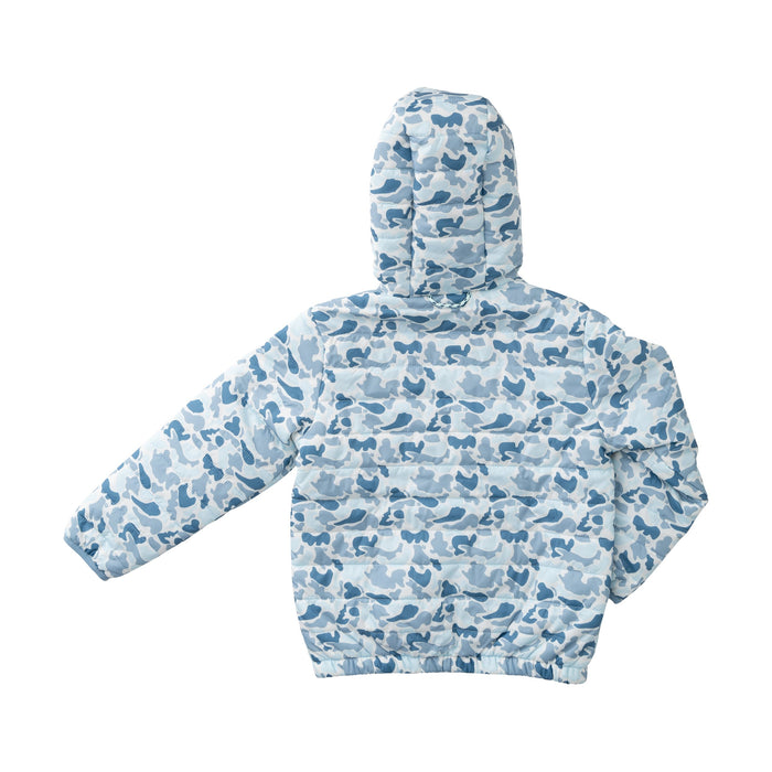 PRODOH BOYS HOODED PUFFER JACKET BLUE BREAK POINT CAMO