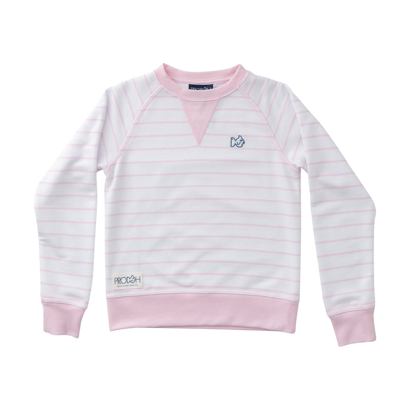 PRODOH GIRLS CREW CONTROL SWEATSHIRT PINK TULLE STRIPE