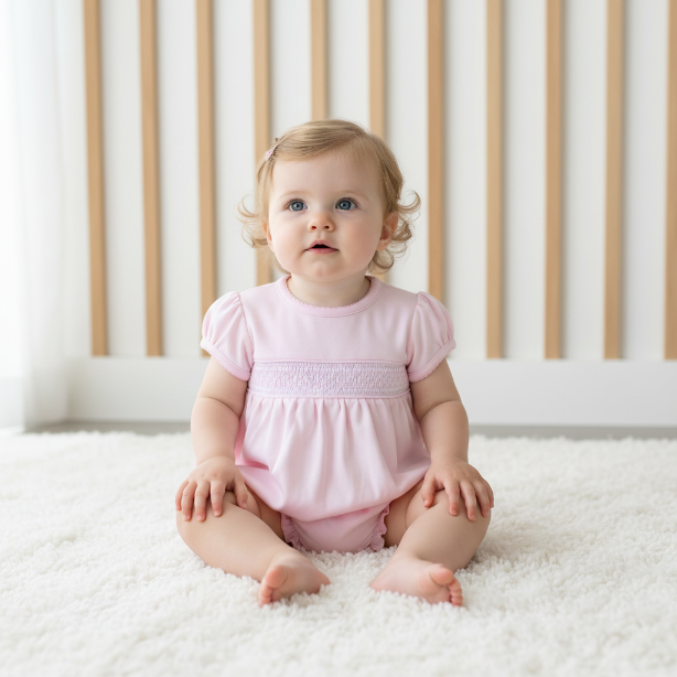 Pink Pima Hand Smocked Bubble