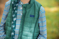 PRODOH KIDS'S PUFFER VEST IN POSY GREEN WITH SEA TURTLE PRINT LINER