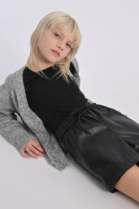 MOLLY BRACKEN BLACK FAUX LEATHER SHORTS