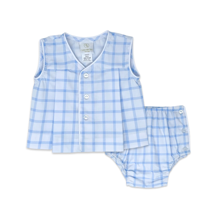 LULLABY SET JACK DIAPER SET WHALES BLUE WINDOWPANE