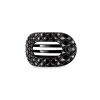 TELETIES JET BLACK QUILTED SMALL FLAT ROUND HAIRCLIP