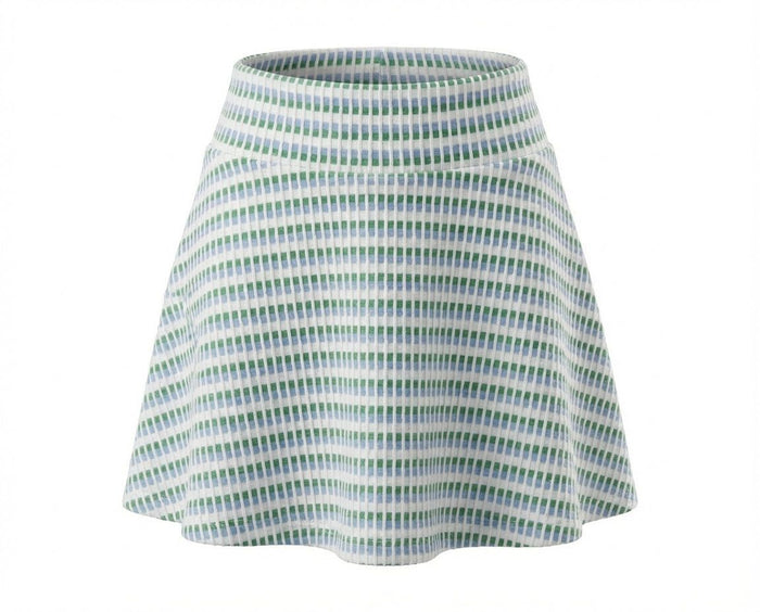 Skirt with a green and white checkered pattern on a white background