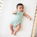 KYTE BABY HENLEY TANK BUBBLE ROMPER IN WASABI