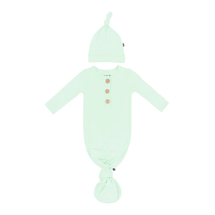 KYTE BABY KNOTTED GOWN WITH HAT SET IN MINT