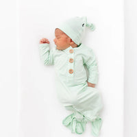 KYTE BABY KNOTTED GOWN WITH HAT SET IN MINT