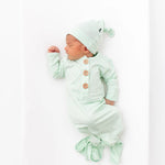 KYTE BABY KNOTTED GOWN WITH HAT SET IN MINT